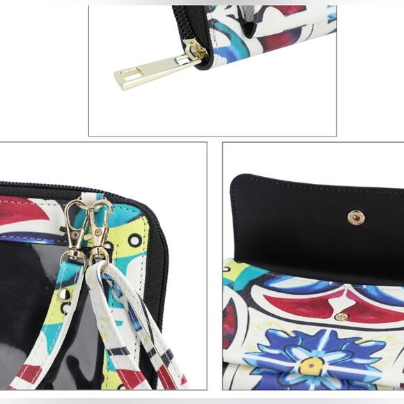 Multi Color Kaleidoscope Pattern Faux Leather Crossbody Bag/wireless power bank - Picture 4 of 6